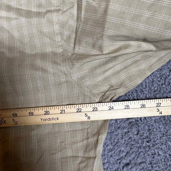 DOCKERS Mens Tan Plaid Button Down Shirt Stain Defender Long Sleeve Medium NEW - Picture 7 of 8